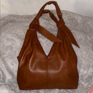 Sondra Roberts Brown Faux Leather Hobo Bag